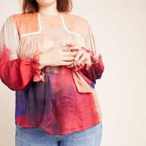 Shira Peasant Blouse in "Novelty" Anthropologie plus size 3x